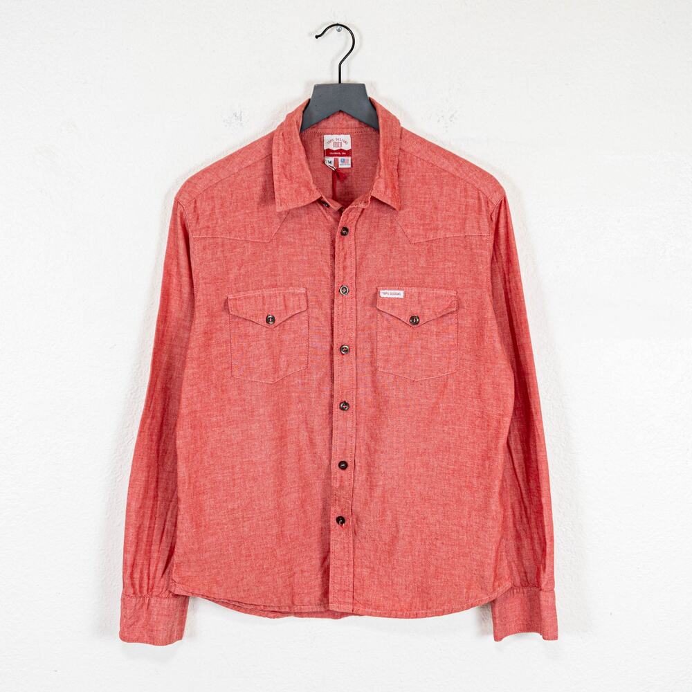 TOPO Designs Men's Chambray Mountain Shirt Red size Medium